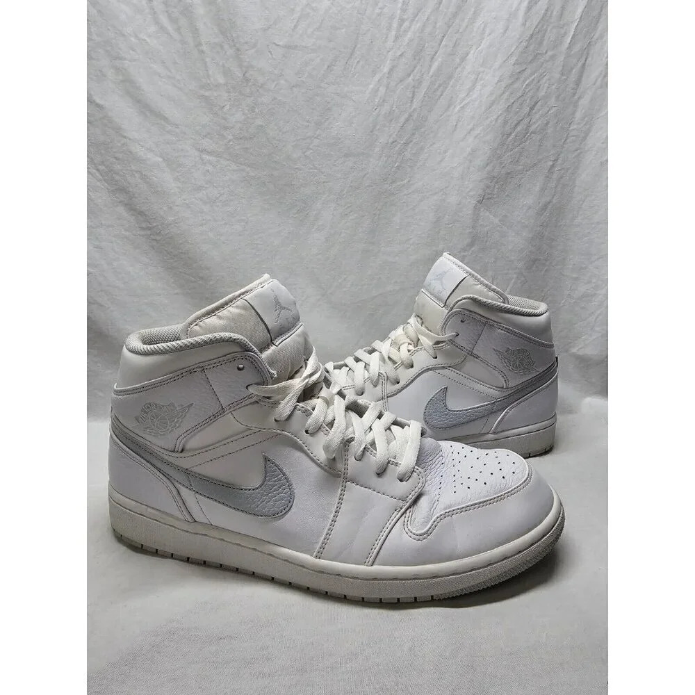 NIKE Jordan 1 high White Pure Platinum High Tops Mens Size 12 554724-108